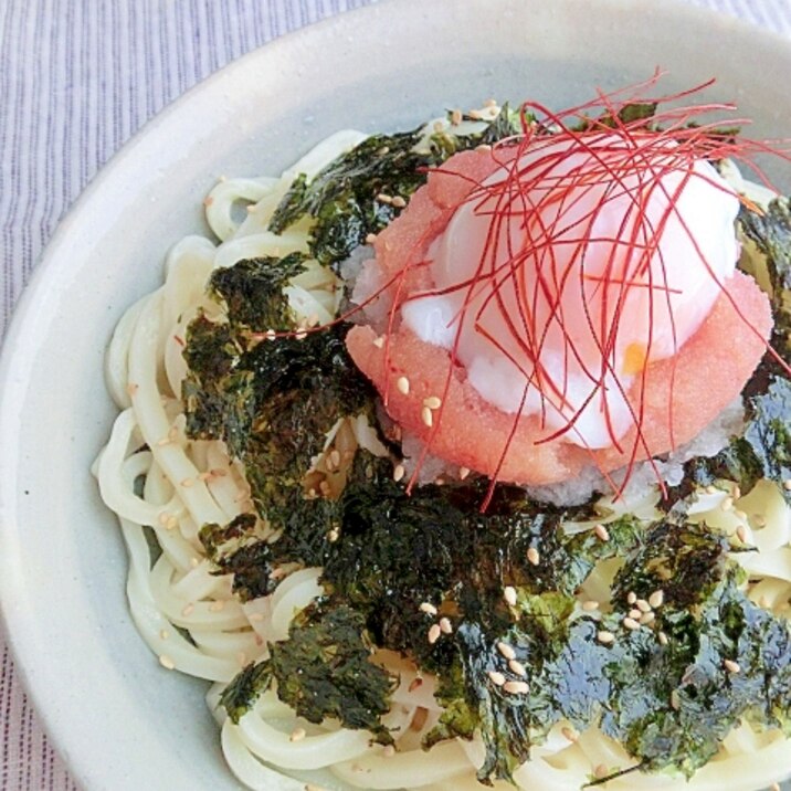 冷凍うどんで♪温玉明太おろしうどん✿